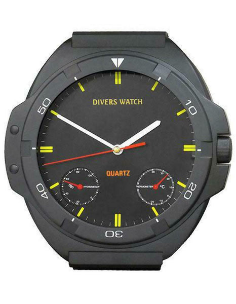 DIVE Watch Wall Clock Scuba Diver Gift Matte Black  12 inch, Battery op. NEW NIB