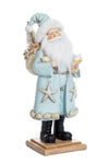 Coastal Christmas Santa Figurine Aqua, Sea Shells, Starfish 12 Inches, Resin