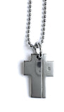 HOT DIAMONDS Sterling Silver~Diamond Cross Dual Finish 19” Dog Tag Chain NWT