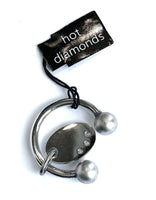 HOT DIAMONDS Sterling Silver Modern 3 Diamond Keychain New NWT MSRP $141