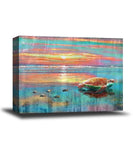 The Buffalo Works - 16" x 20" Sunset Sea Turtle Gallery Wrapped Canvas