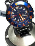 Reactor  Atlas Midsized Dive Watch - Blue and Orange Dial - Black Steel Bracelet