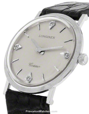 Pre Owned Mens Longines Cosmo Diamonds Circa 1960s 14K White