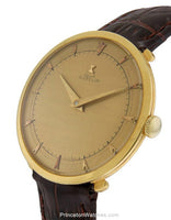 Pre-Owned 34mm Gubelin 18K Gold Dress Watch - Gold Tone Dial - Leather Strap