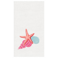 Starfish & Shell Waffle Weave Kitchen Towel