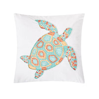 Coastal Grand Turtle Hand Beaded 18 x 18 Pillow