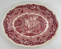 Antique Mason's Ironstone Pink Red Oval 13 1/2" Serving Platter England Pre 1921