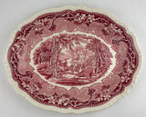 Antique Mason's Ironstone Pink Red Oval 13 1/2" Serving Platter England Pre 1921